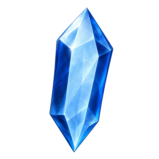 A faceted icy-blue crystal.